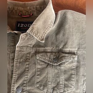IZOD Jeans Tan Khaki Corduroy Trucker Jacket Men’s XL Y2K Classic Workwear